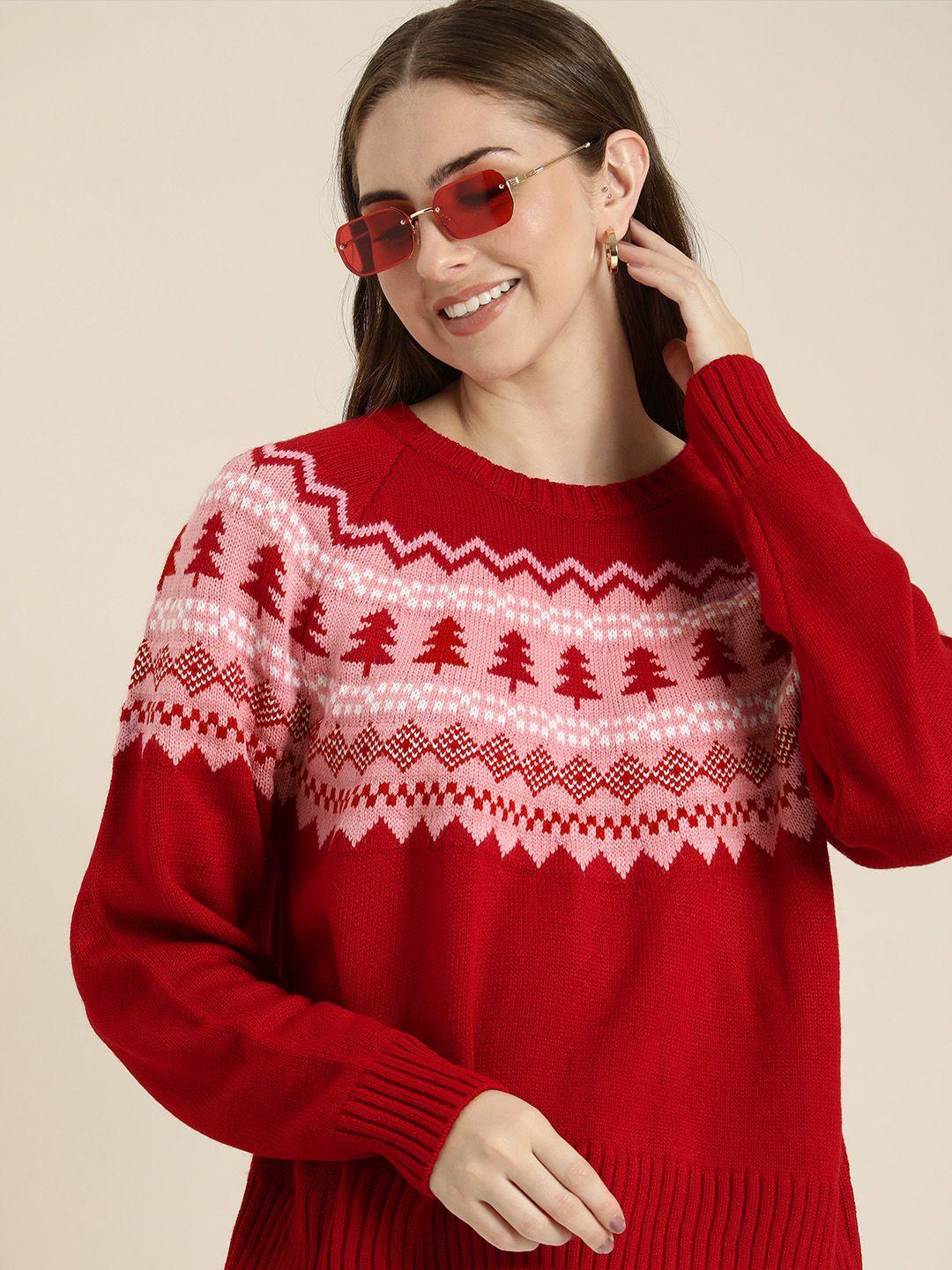 here&now fair isle embroidered pullover sweater