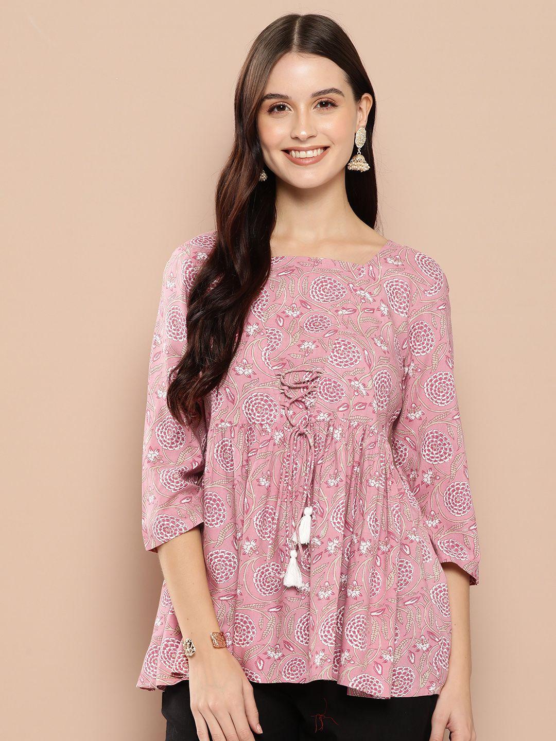here&now floral printed pleated kurti