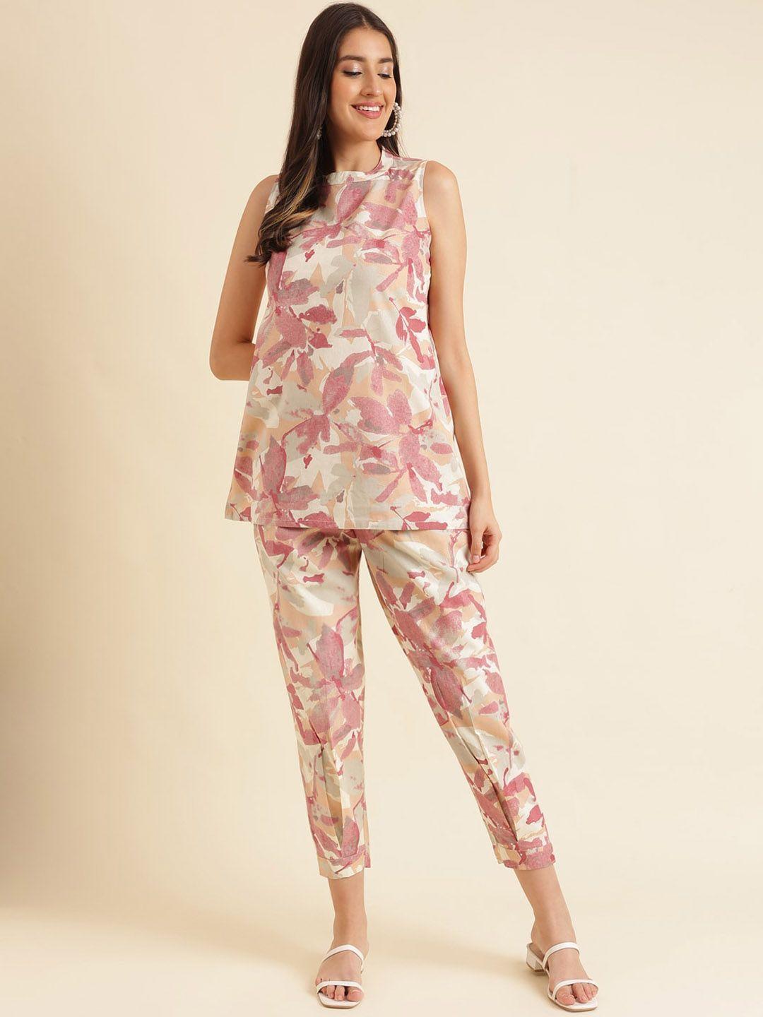 here&now floral printed top with trousers