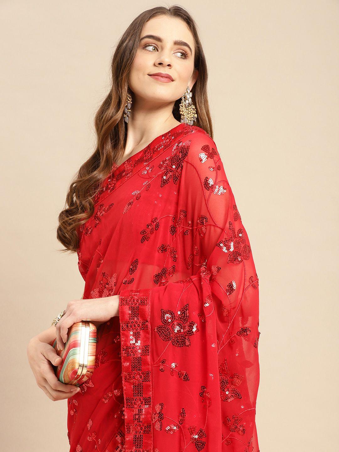 here&now floral sequinned saree