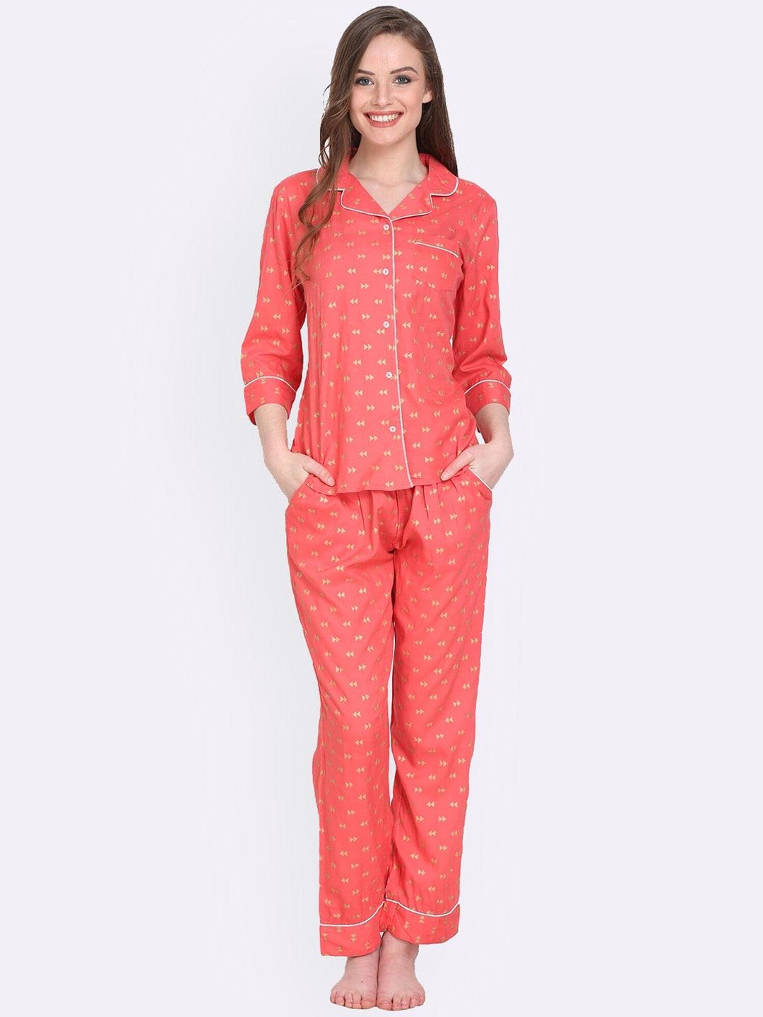 here&now geometric printed night suit