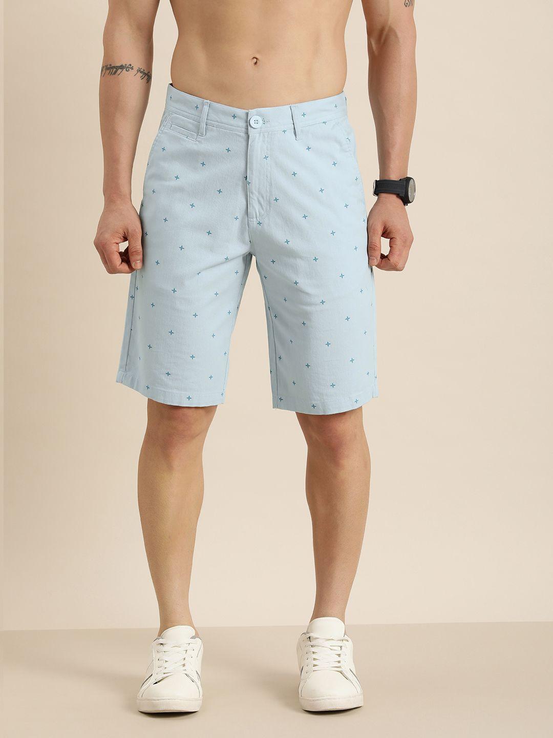 here&now men abstract printed slim fit shorts
