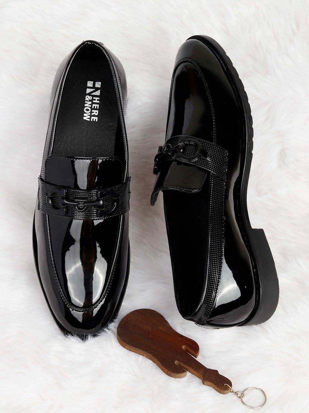 here&now men black formal shoes