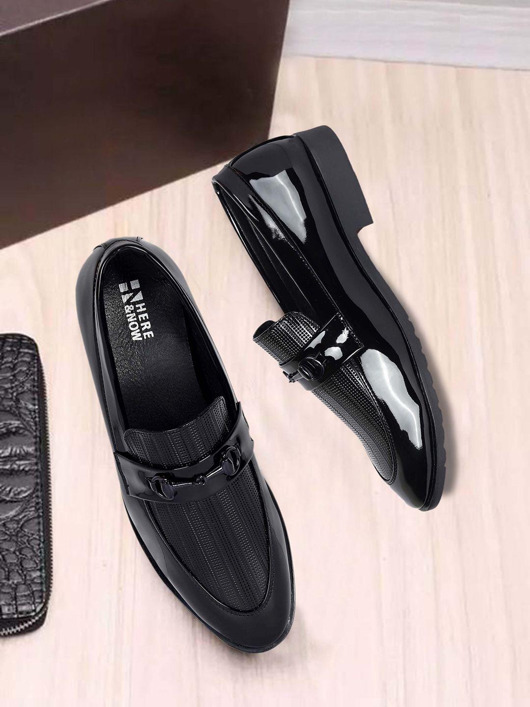 here&now men black patent formal shoes