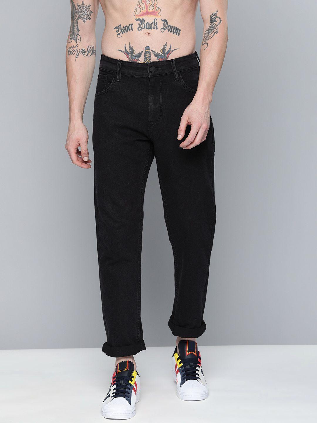 here&now men black slim fit clean look stretchable jeans