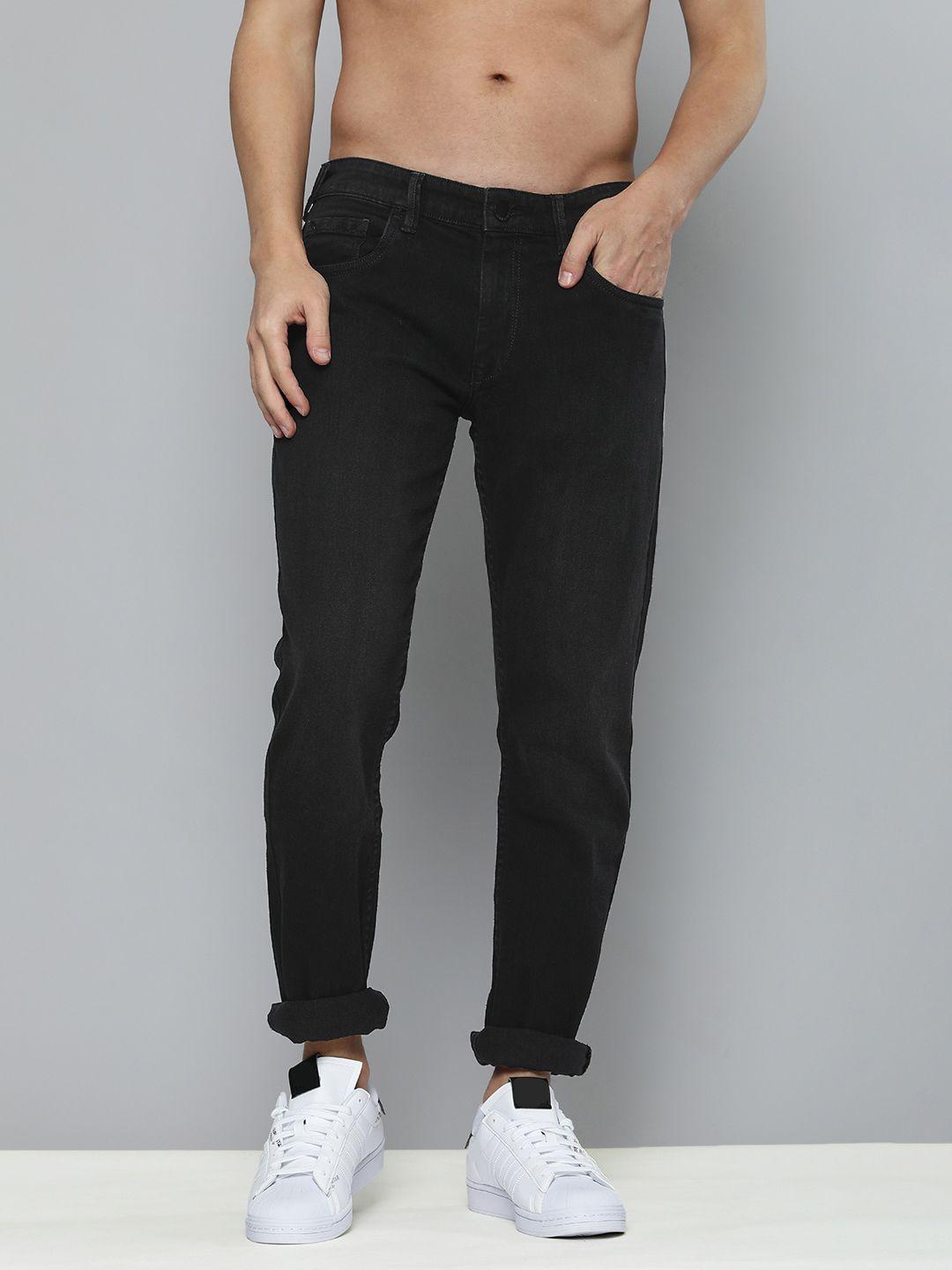 here&now men black slim fit light fade stretchable jeans