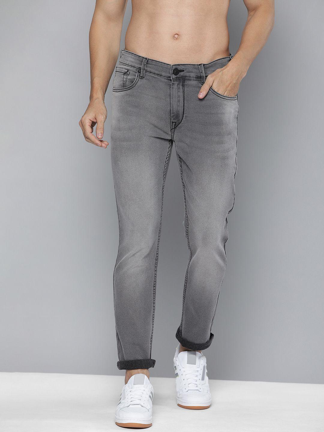 here&now men grey slim fit light fade stretchable jeans