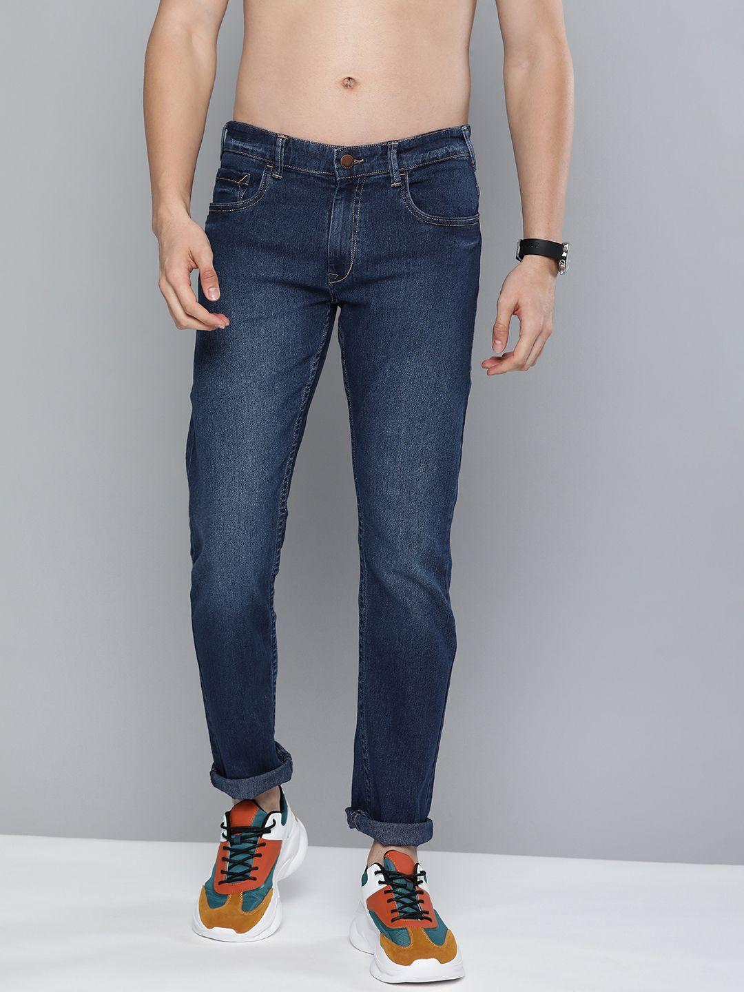 here&now men indigo light fade stretchable casual jeans
