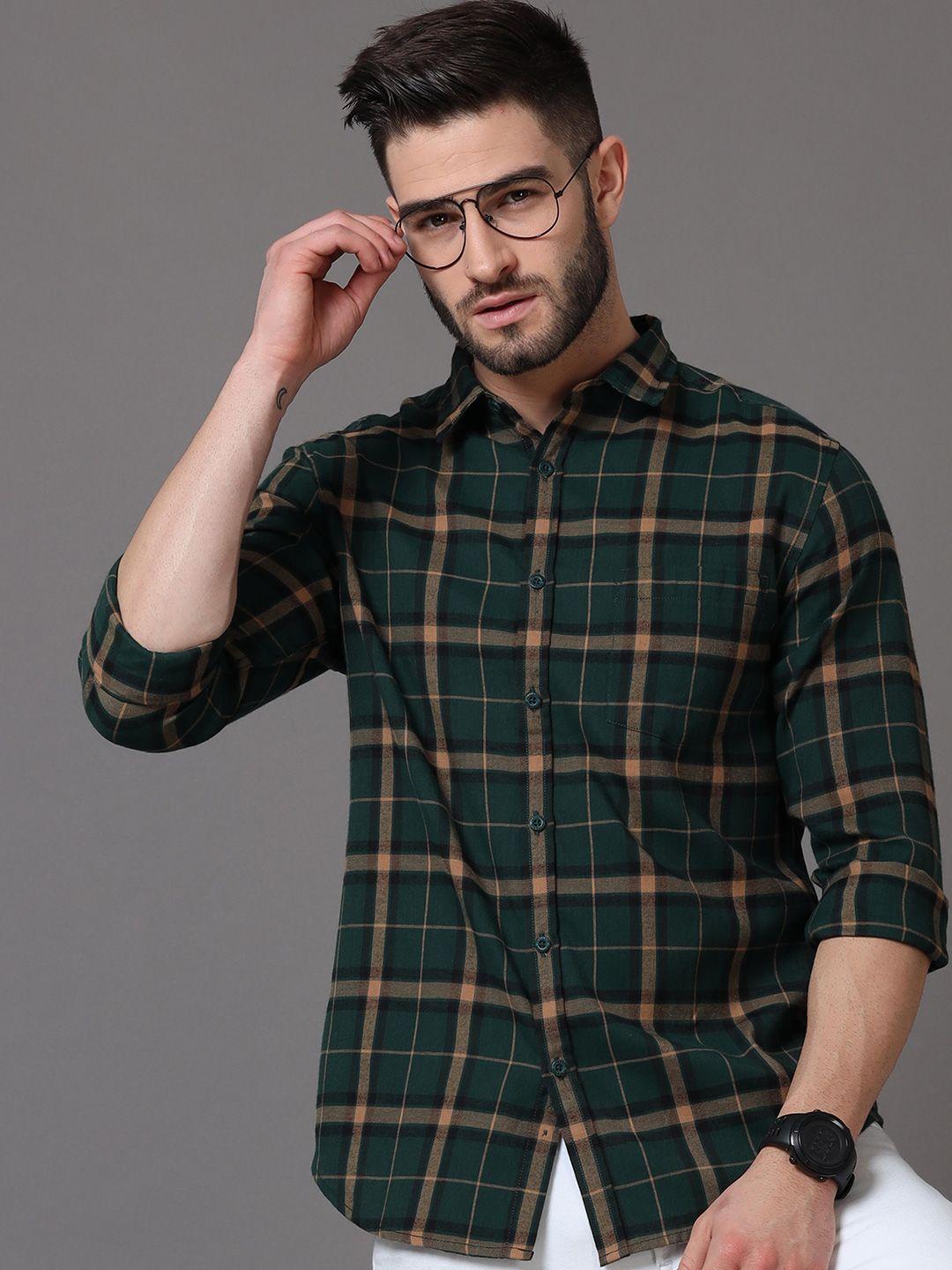 here&now-men-multicoloured-slim-fit-tartan-checks-checked-casual-shirt