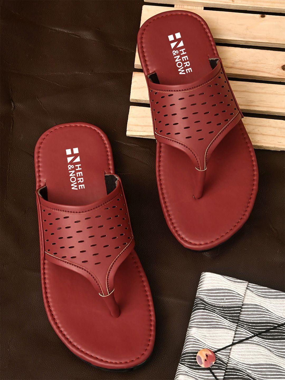 here&now men red perforated comfort sandals