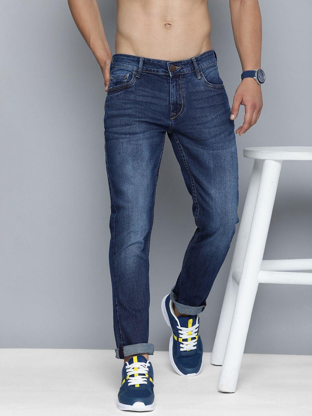 here&now men slim fit heavy fade stretchable mid rise jeans