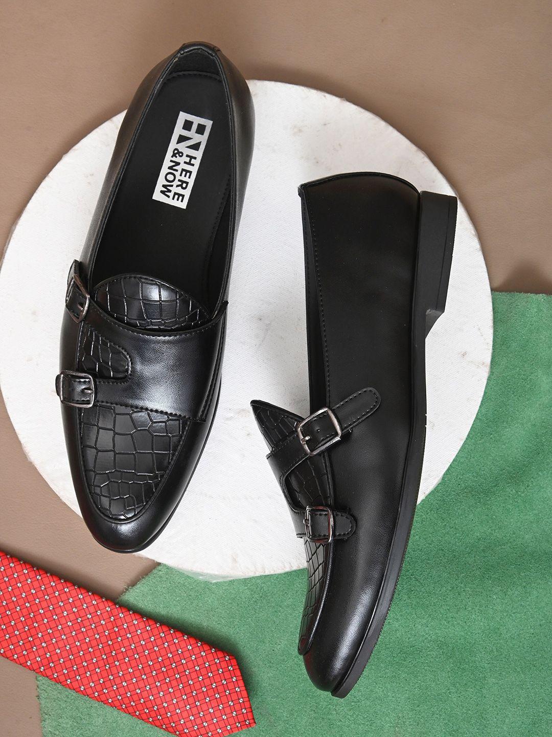 here&now men textured formal monk shoes