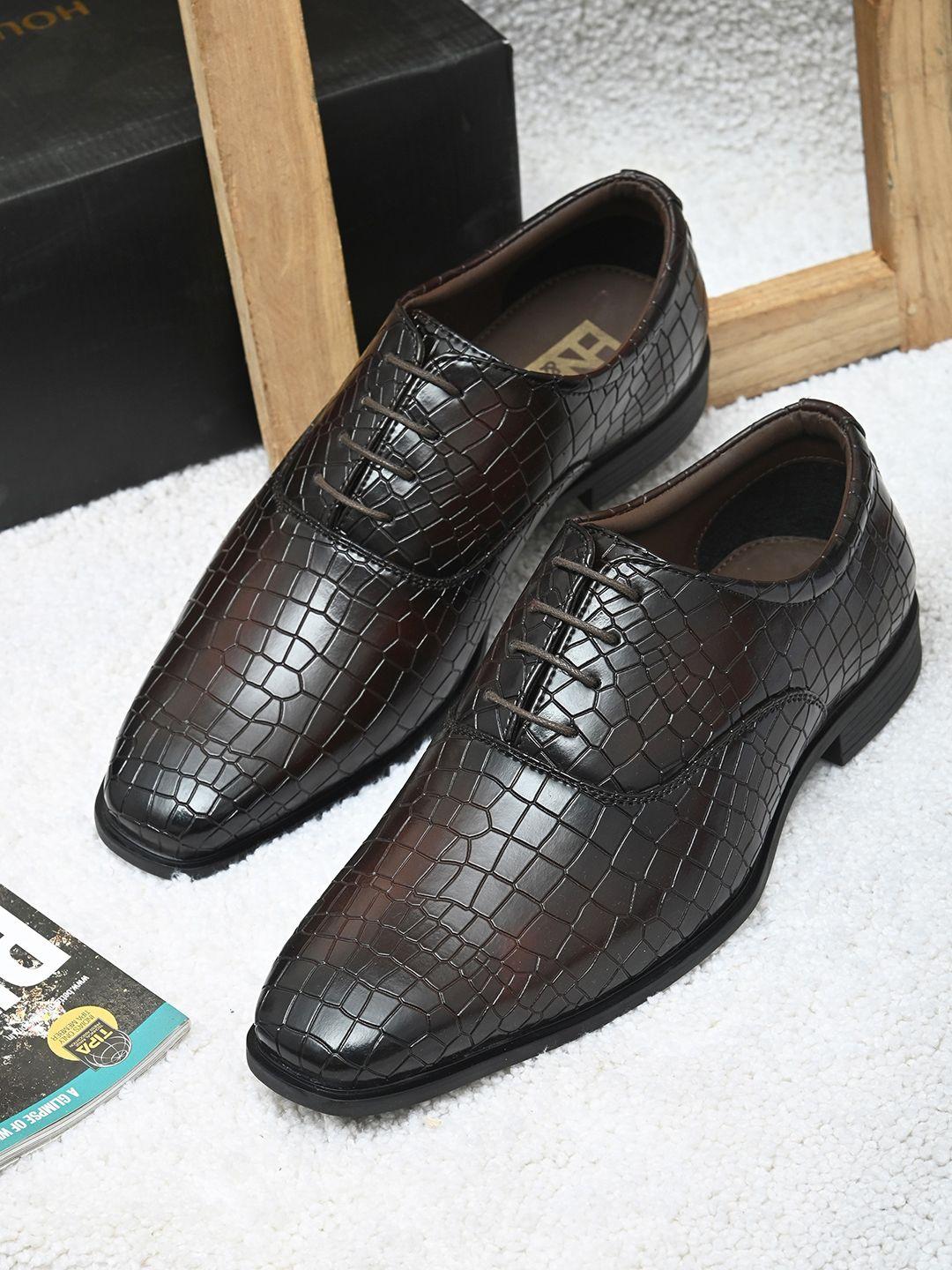 here&now men textured square toe formal derbys