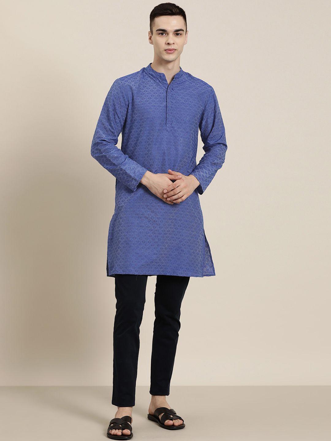 here&now men woven design ethnic motifs kurta