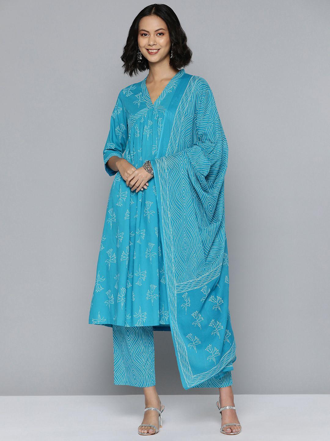 here&now printed empire cotton kurta with trousers