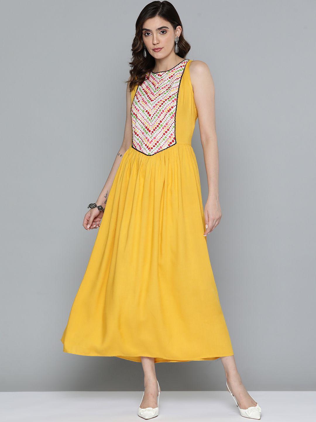 here&now printed fit & flare maxi dress