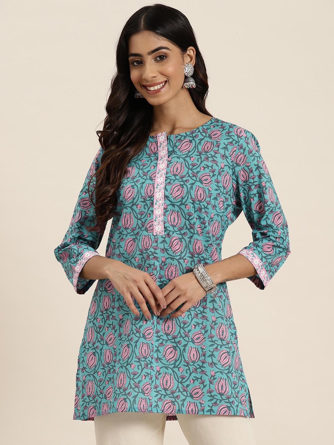 here&now pure cotton floral printed kurti