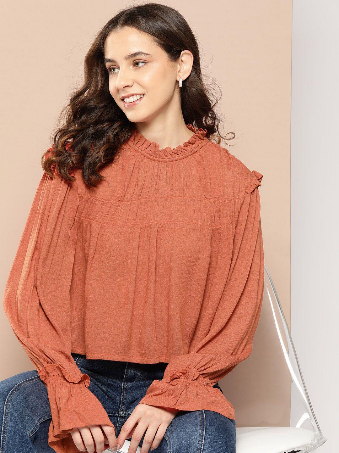 here&now ruffled bell sleeve top