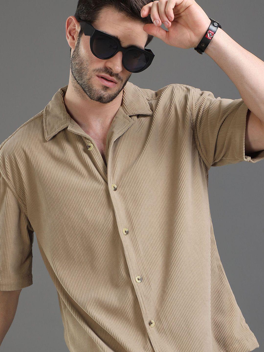 here&now self design corduroy weave oversized casual shirt