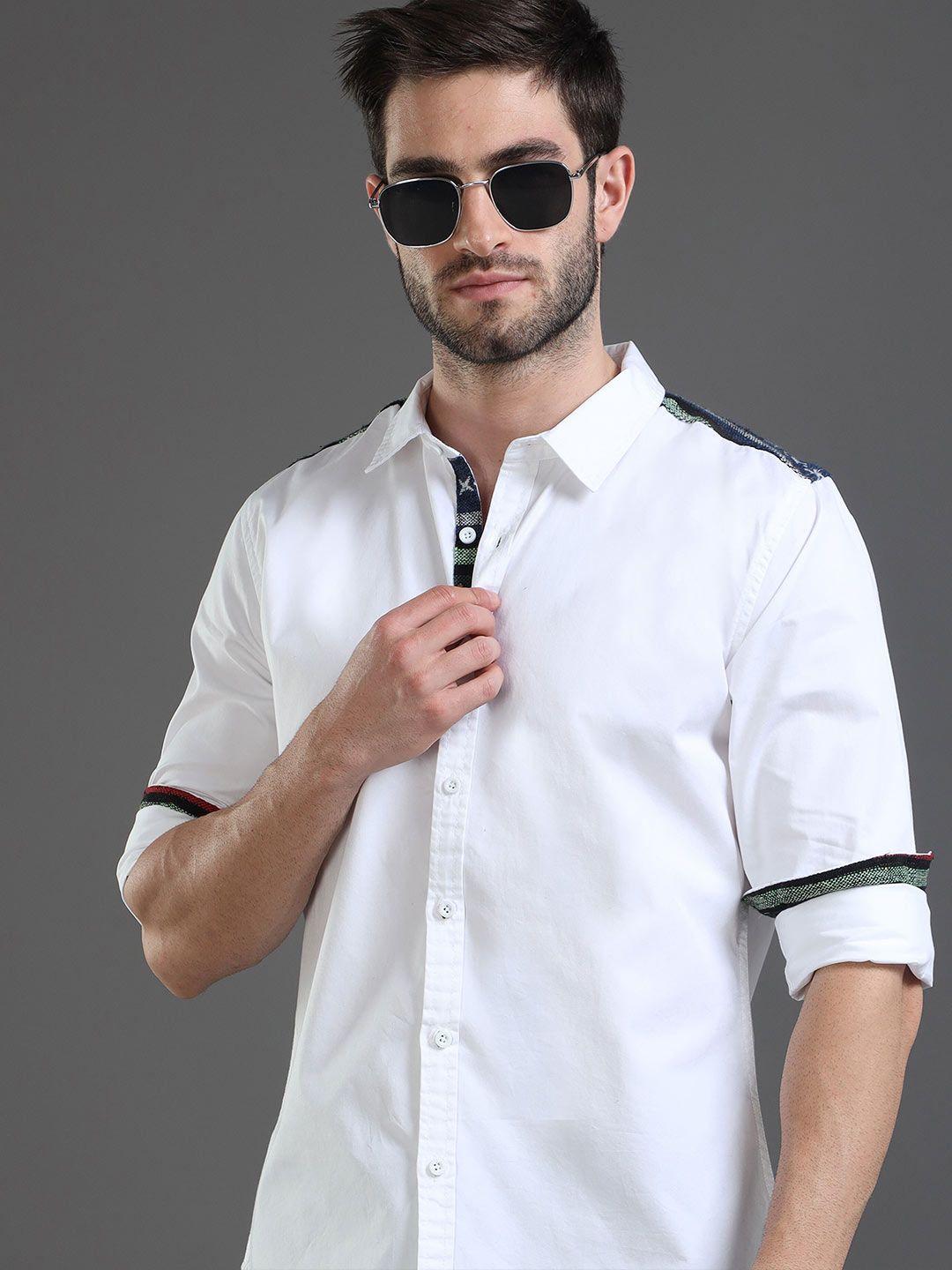here&now slim fit cotton casual shirt