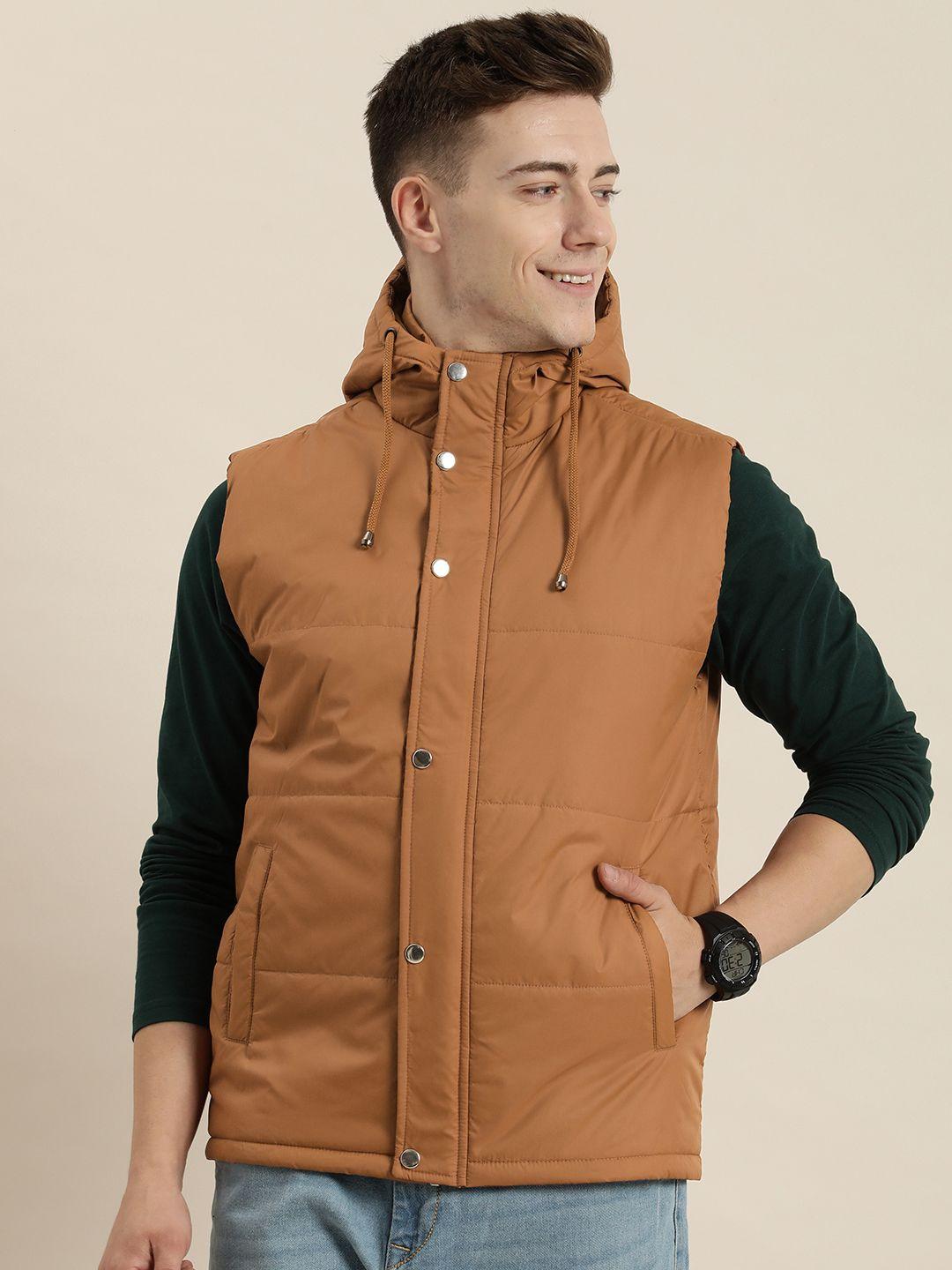 here&now solid hooded sleeveless puffer jacket