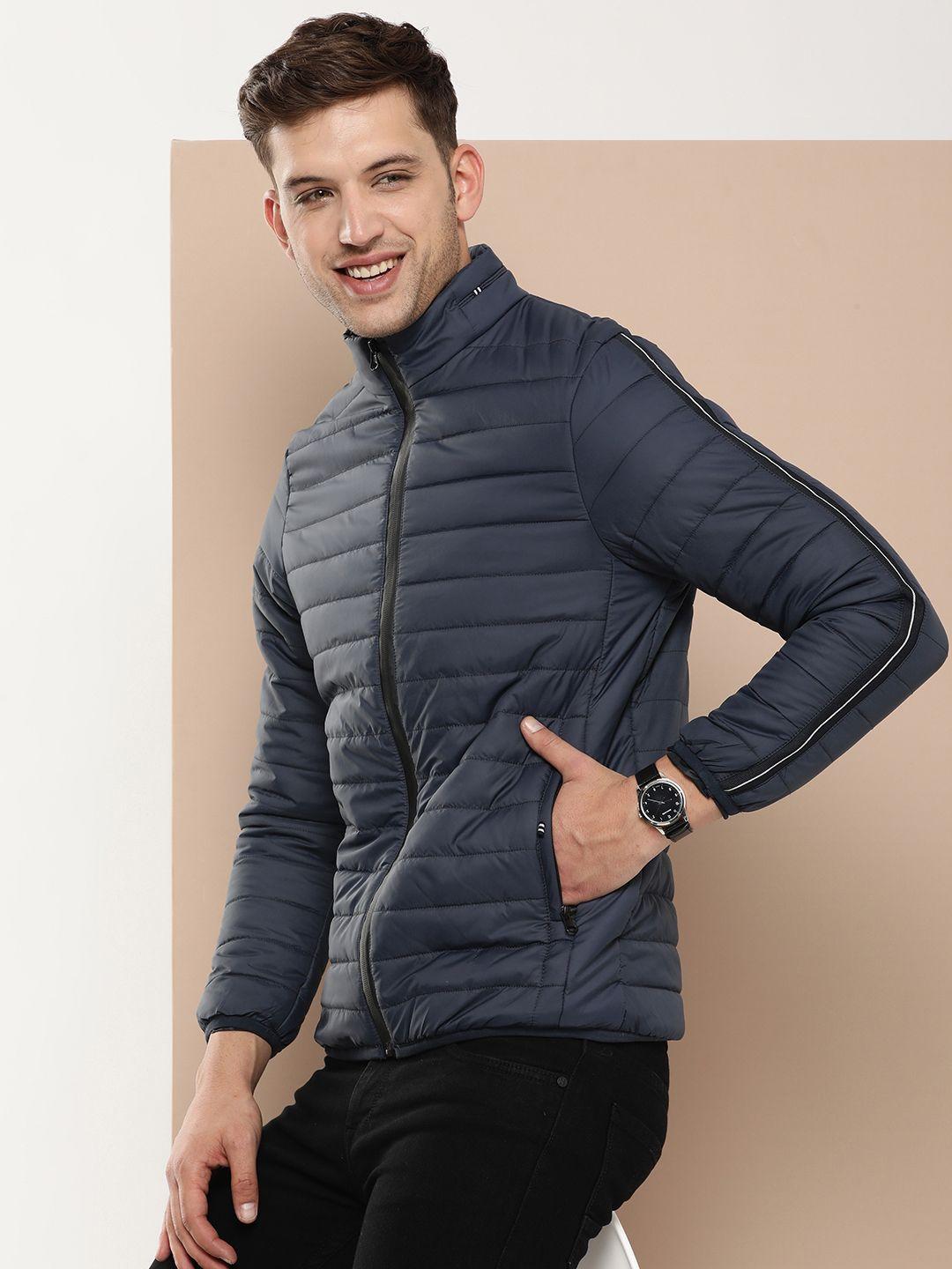 here&now solid mock collar padded jacket