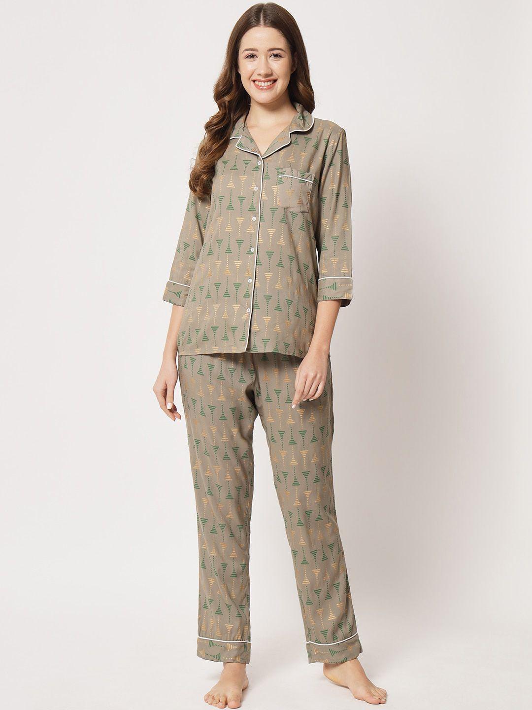 here&now-women-geometric-printed-night-suit