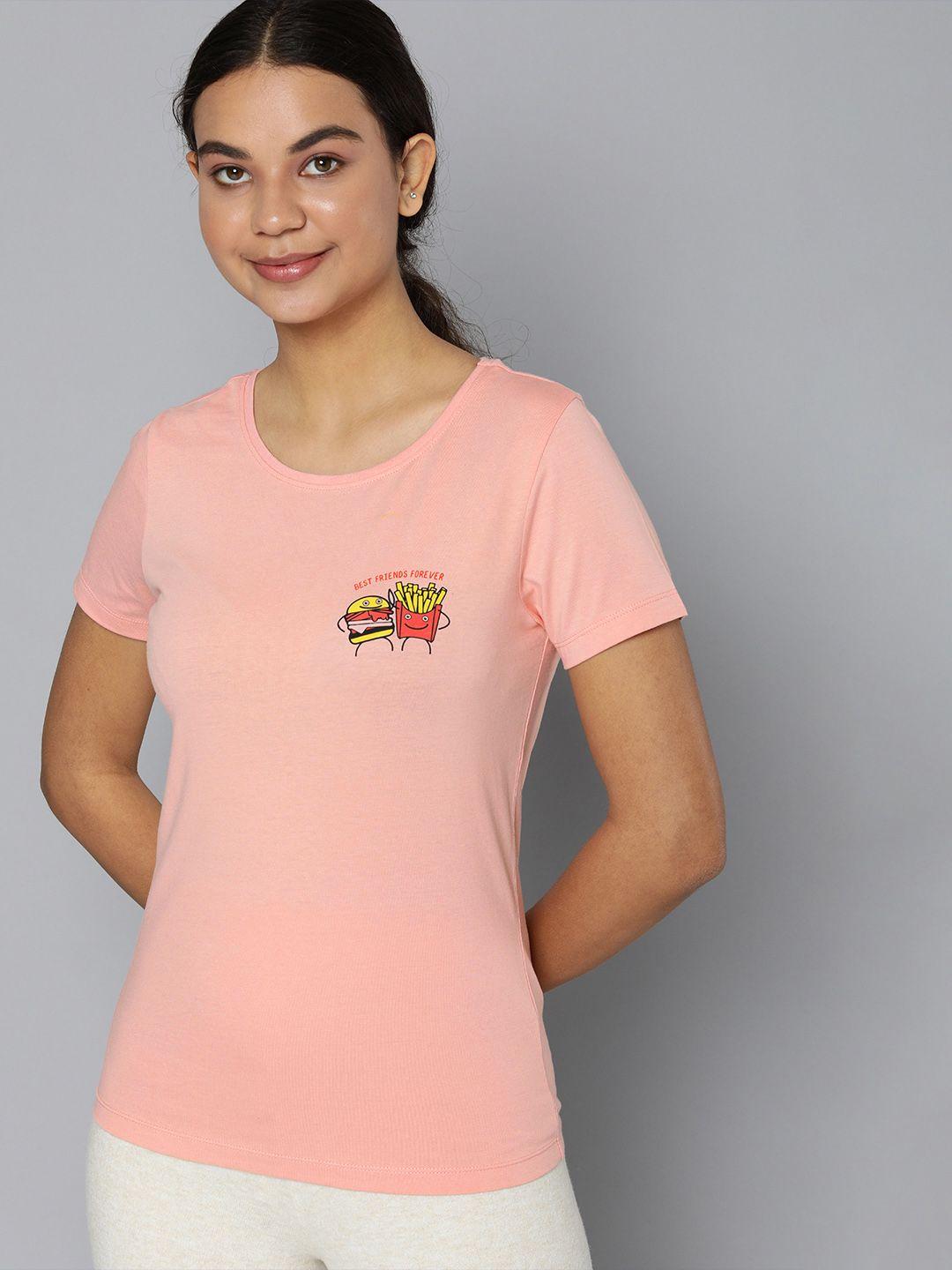 here&now women peach-coloured t-shirt