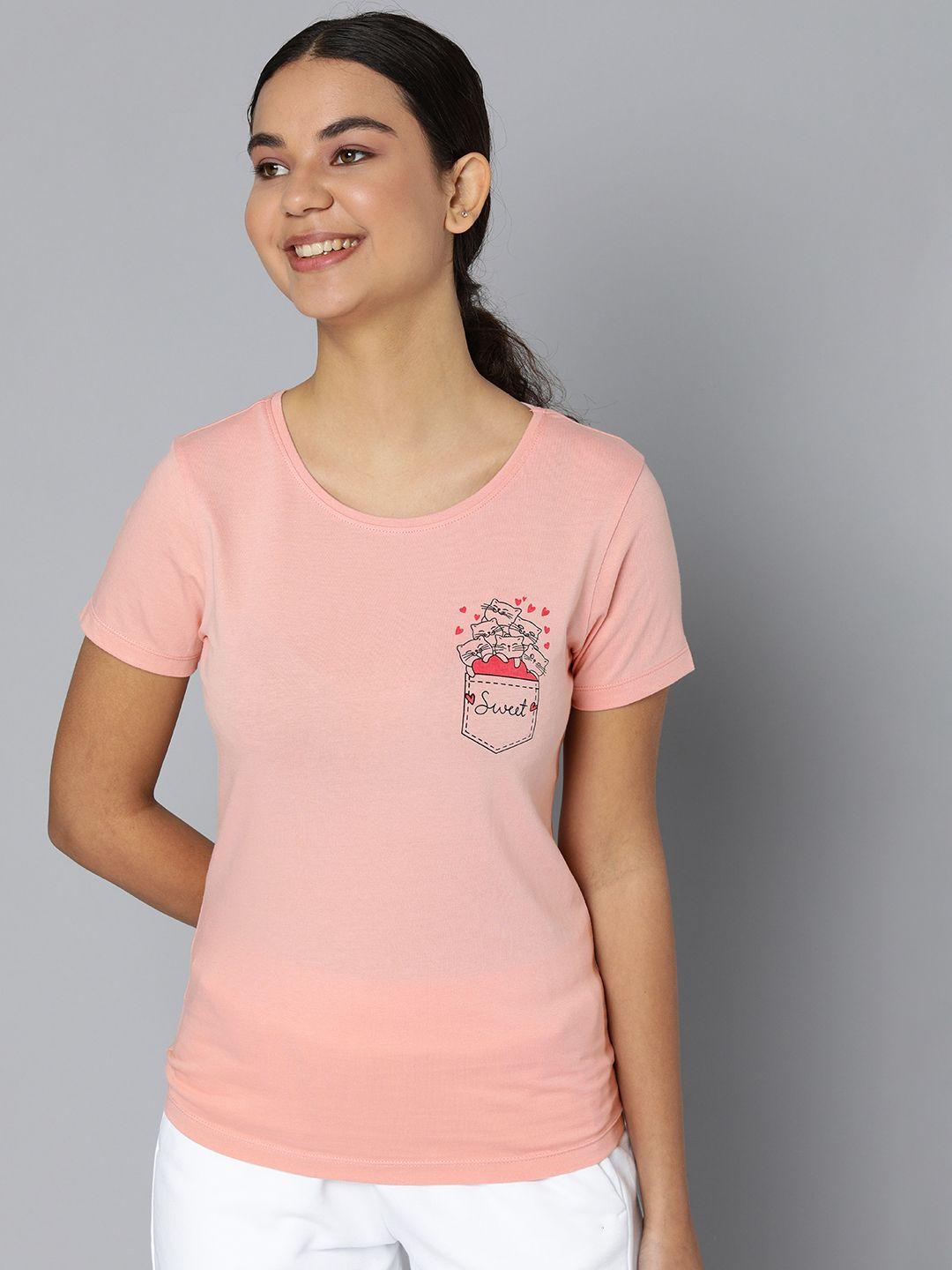 here&now women pink printed t-shirt