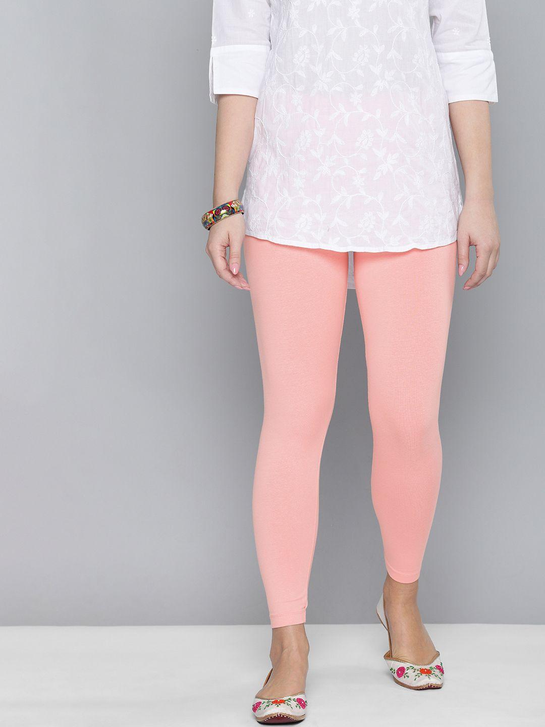 here&now women pink solid leggings