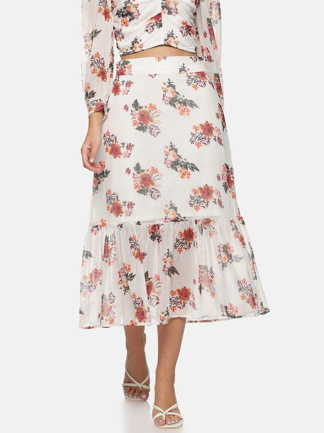 here&now women printed a-line midi a-line skirt