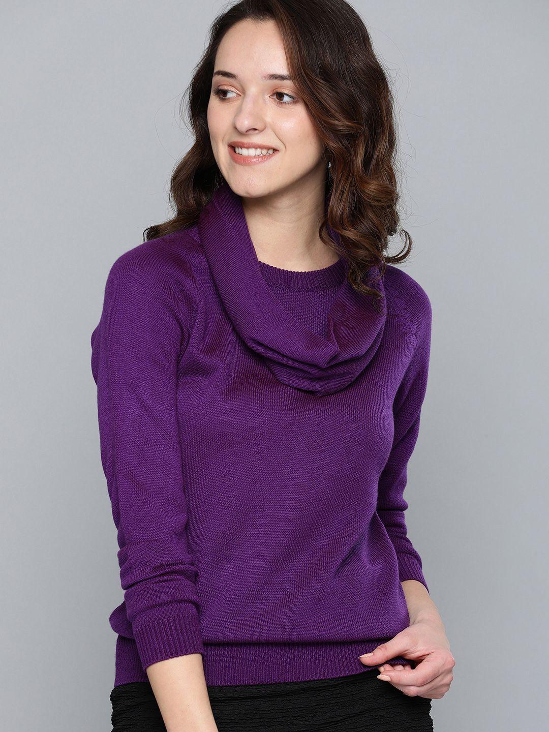 here&now women purple solid sweater