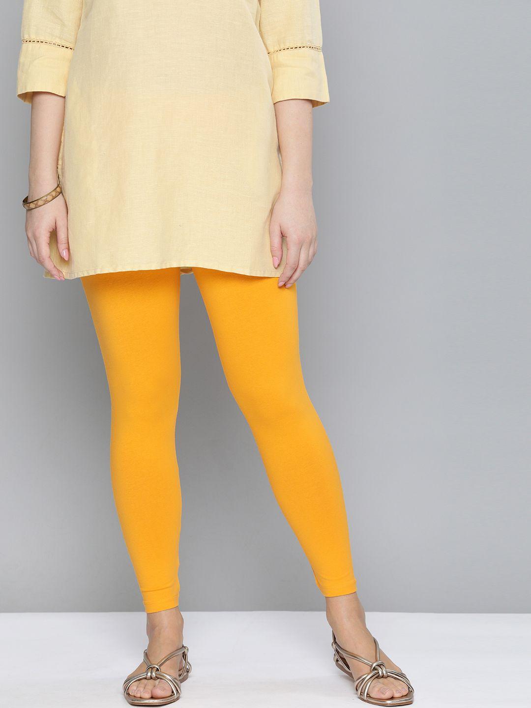 here&now women yellow solid leggings