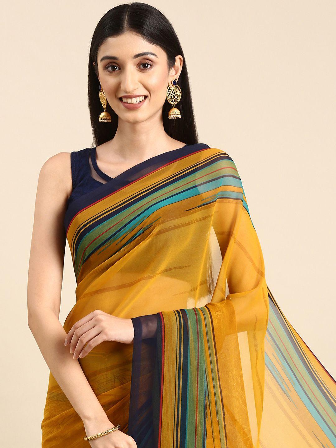 here&now abstract print pure georgette saree