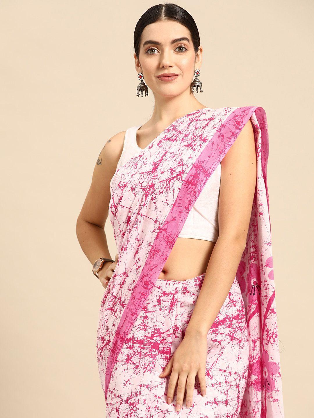 here&now abstract printed pure cotton saree