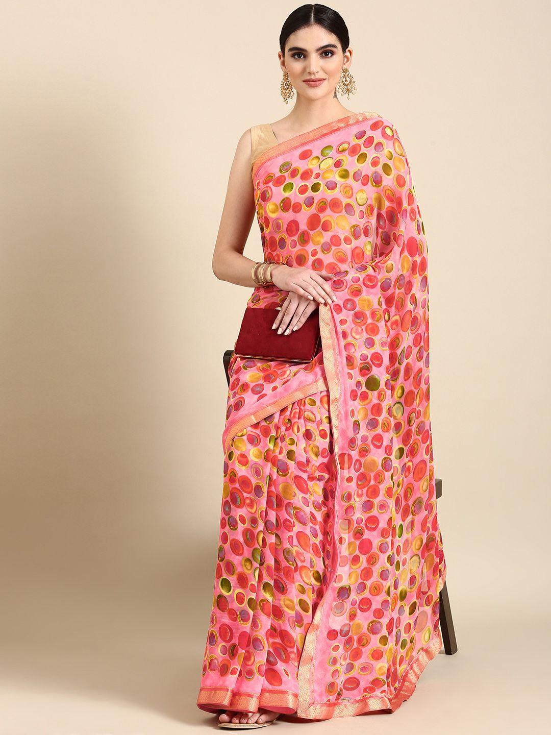 here&now abstract printed pure georgette saree