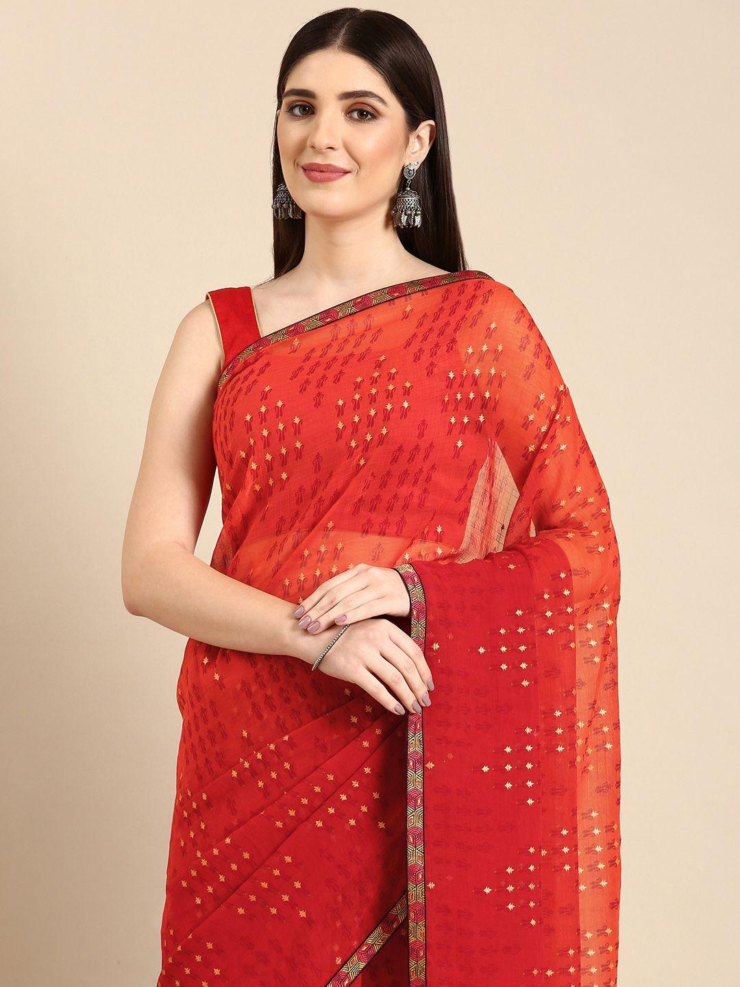 here&now abstract printed pure georgette saree