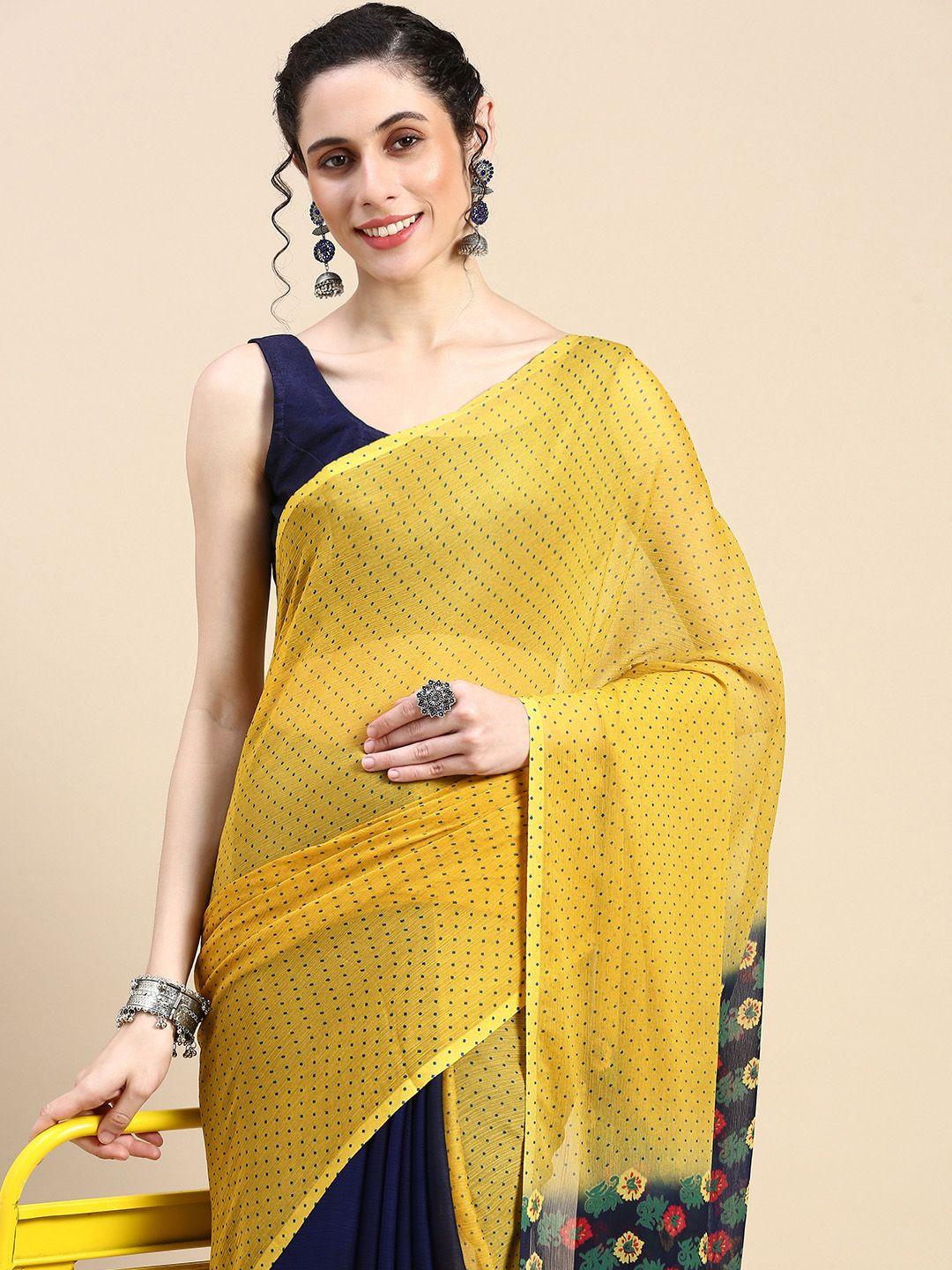 here&now abstract printed pure georgette saree