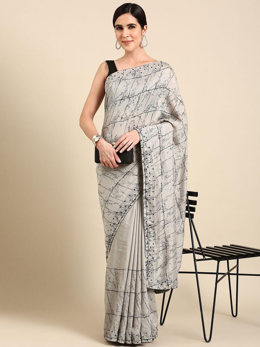 here&now abstract printed saree