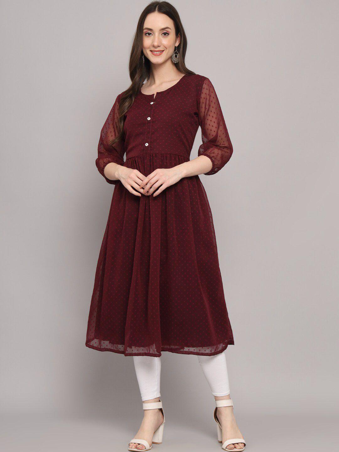 here&now abstract self design thread work georgette anarkali kurta