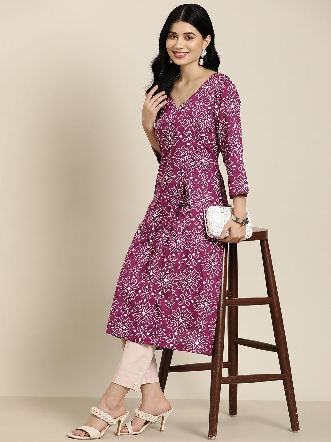 here&now bandhani print angrakha kurta