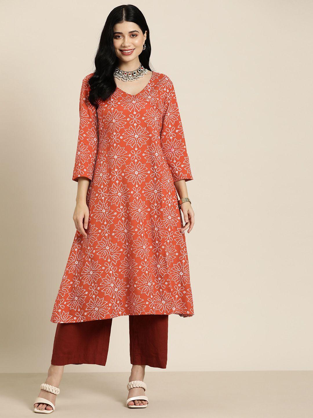 here&now bandhani print angrakha kurta