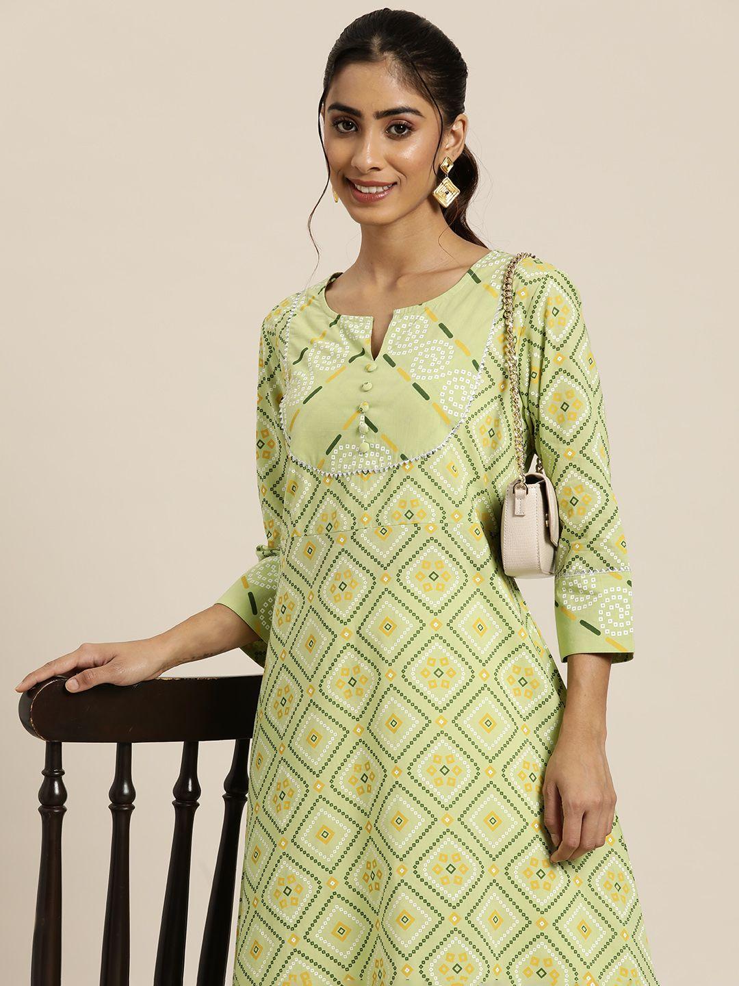 here&now bandhani printed pure cotton kurta