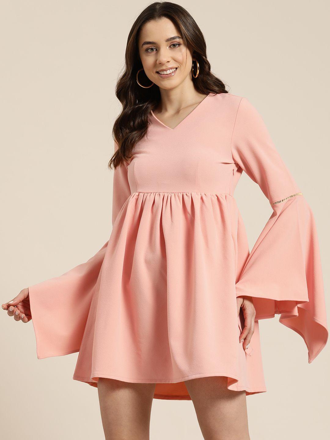 here&now bell sleeves fit & flare mini dress