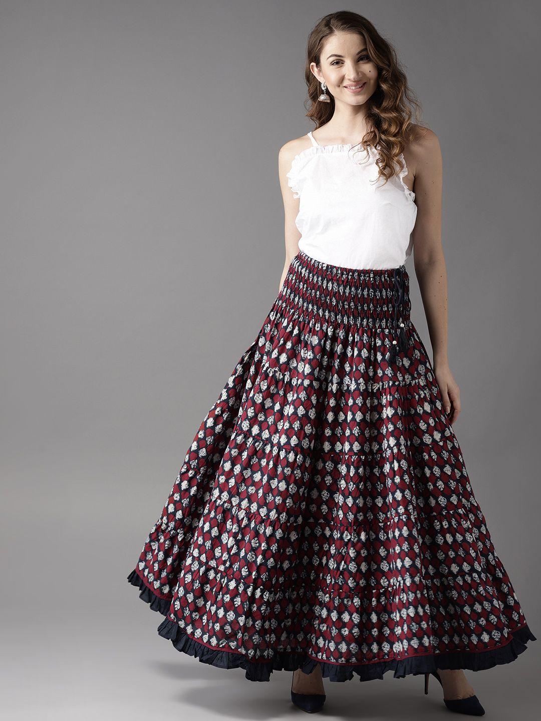 here&now bottoms up high-waisted tiered maxi pure cotton skirt