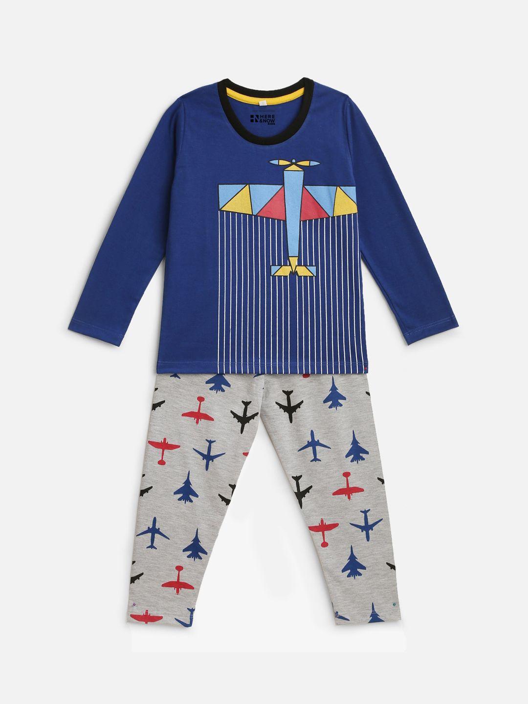 here&now boys printed night suit