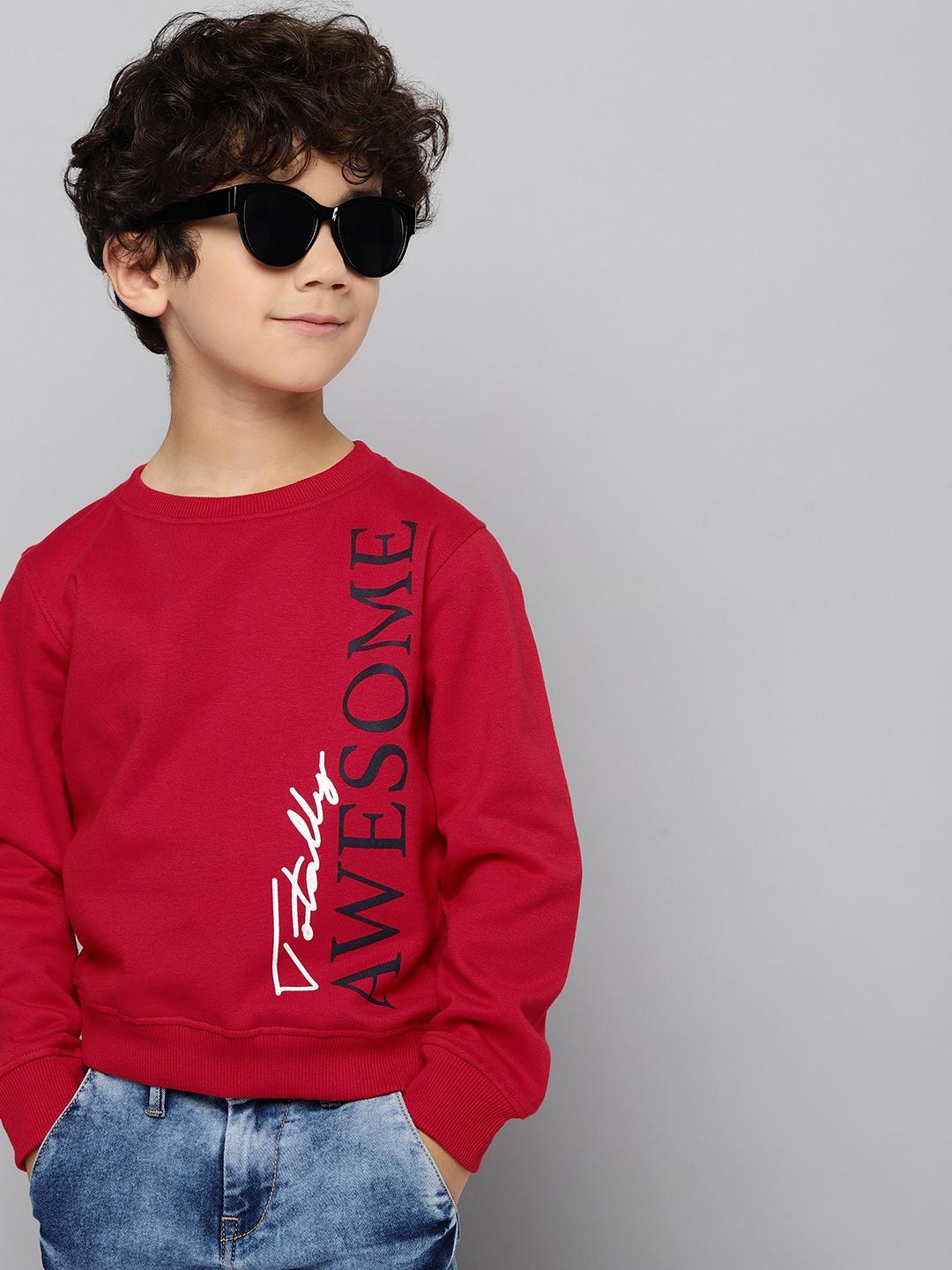 here&now boys red & black typography print sweatshirt