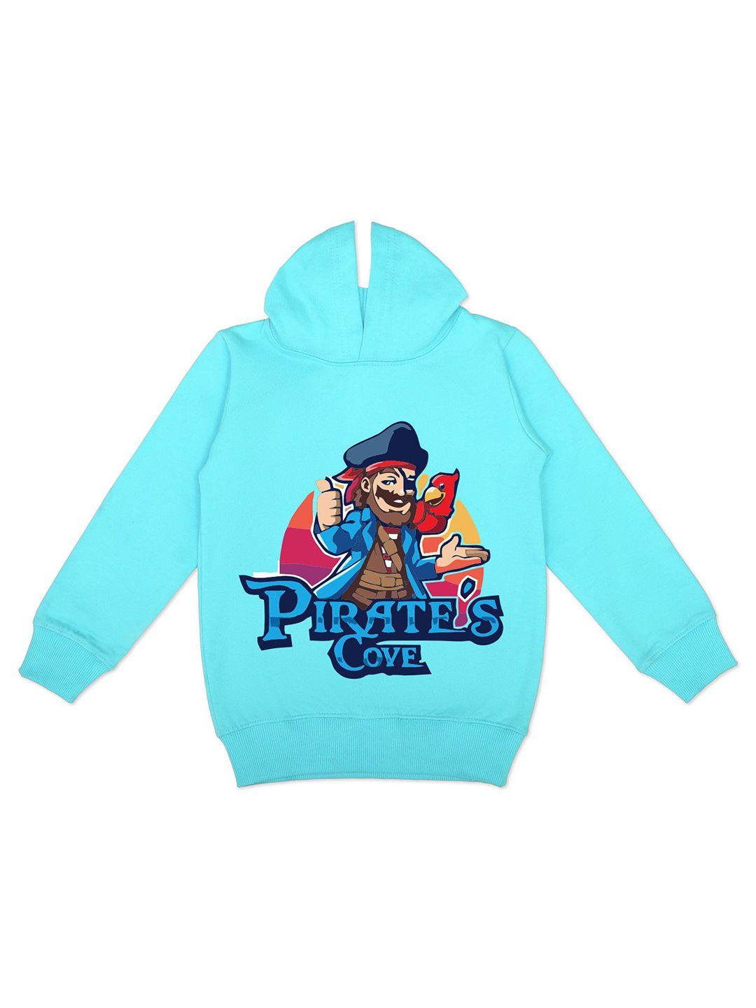 here&now boys turquoise blue printed hooded sweatshirt