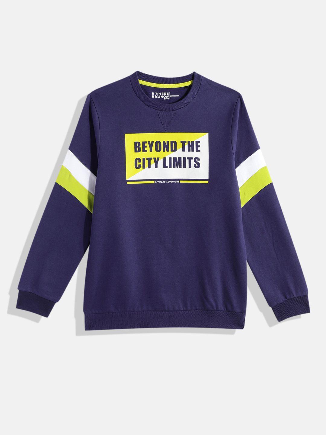 here&now boys typography printed pure cotton sweatshirt