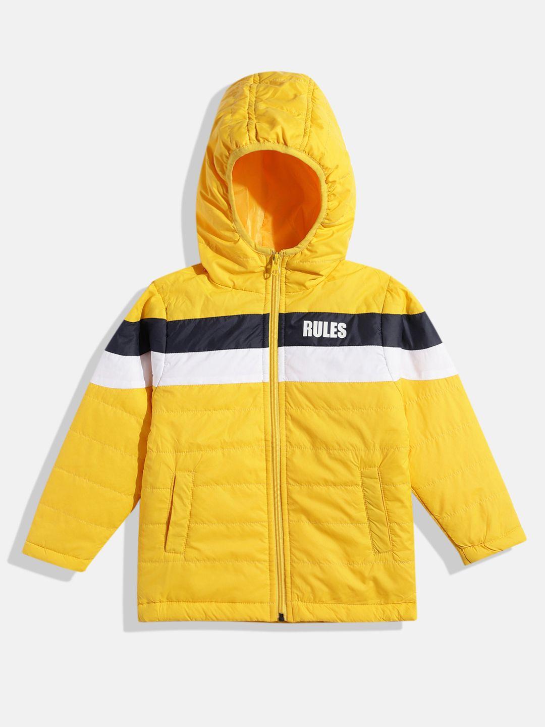 here&now boys yellow black solid padded jacket